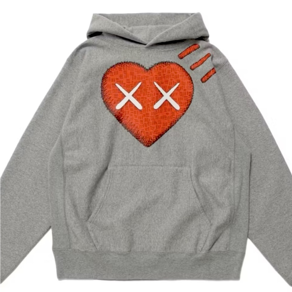 Human Made x KAWS #1 Pizza Heart Hoodie in Grey | Sz Small | SOLD OUT